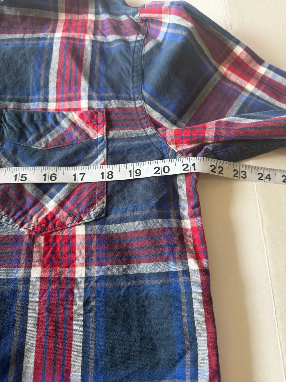 Levi's red and blue plaid button down, long sleeve, men's medium